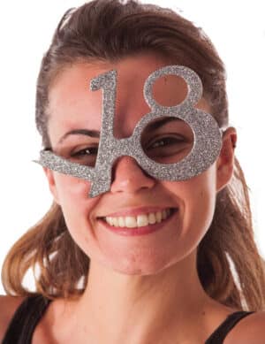 18. Geburtstag Glitzer-Brille silber