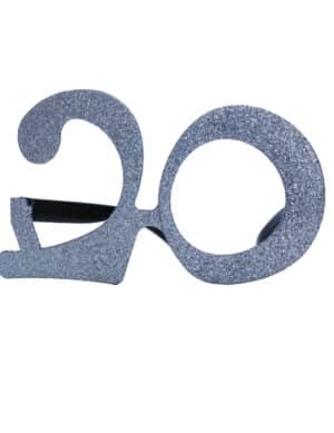 20. Geburtstag Glitzer-Brille silber