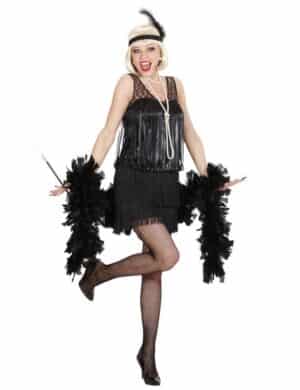 20er Jahre Charleston-Kleid Damenkostüm Flapper schwarz