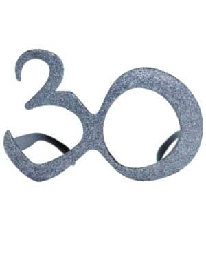 30. Geburtstag Glitzer-Brille silber