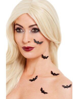 3D-Fledermaus-Make-up Halloween-Make-up 6 Stück schwarzschwarz