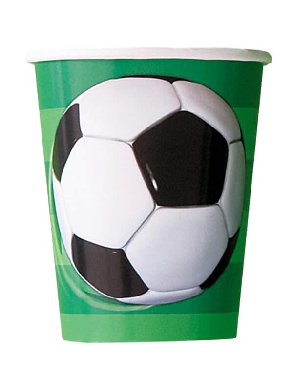 3D-Fussball-Pappbecher 8 Stück grün-schwarz-weiss 270ml