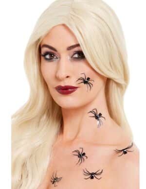 3D-Spinnentattoos Halloween-Tattoos 6 Stück schwarz