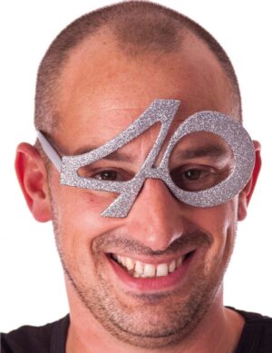 40. Geburtstag Glitzer-Brille silber