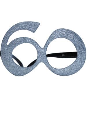 60. Geburtstag Glitzer-Brille silber