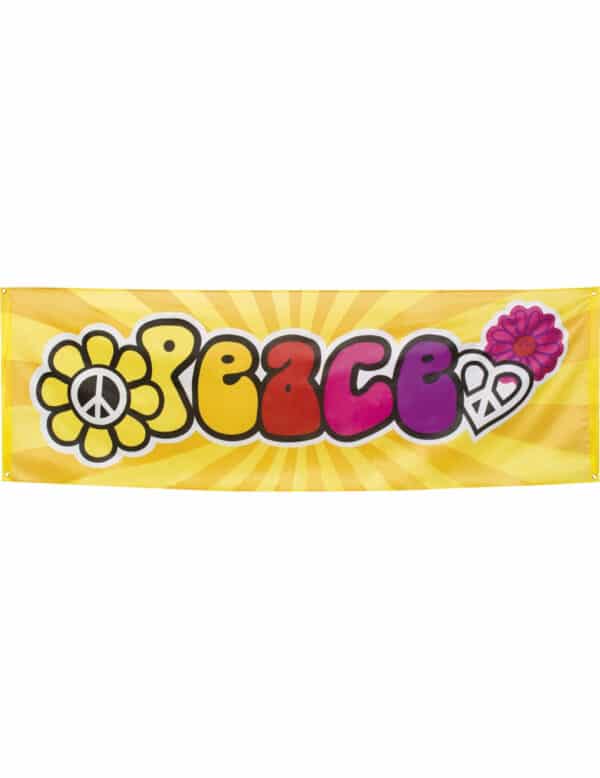 70er Hippie Banner Peace Party-Deko bunt 74x220cm