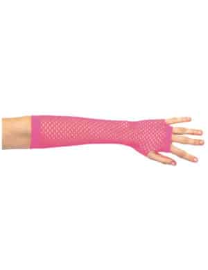 80er Jahre Netz-Handschuhe Stulpen neon pink