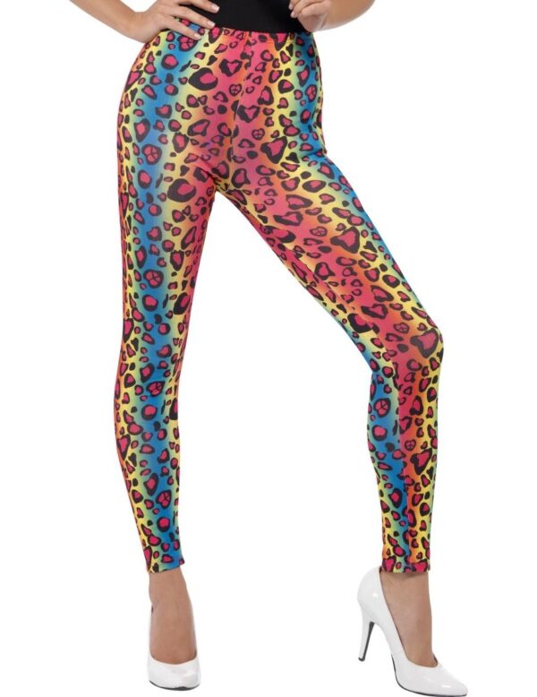 80er Neon Leggins Leo bunt