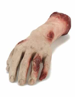 Abgehackte Leichen-Hand Halloween-Deko beige-rot 26x10x5cm