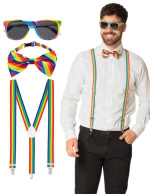 Accessoire-Set Regenbogen für Erwachsene 3-teilig bunt