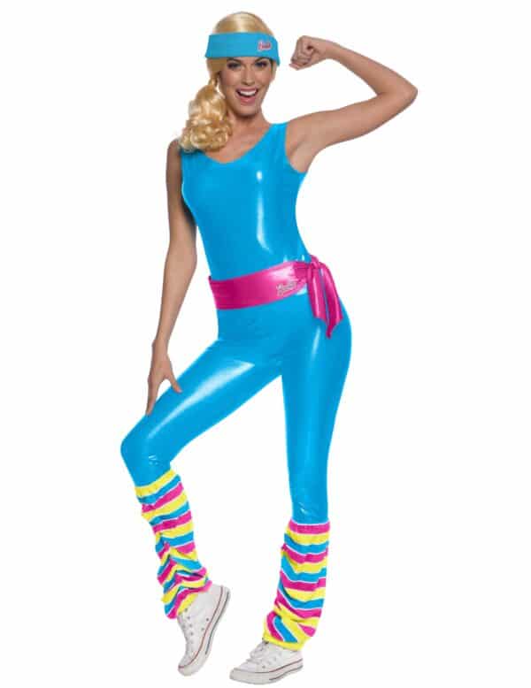 Aerobic-Barbie-Kostüm für Damen blau-pink-gelb