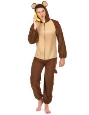 Affe Jumpsuit Herrenkostüm Dschungel braun-beige