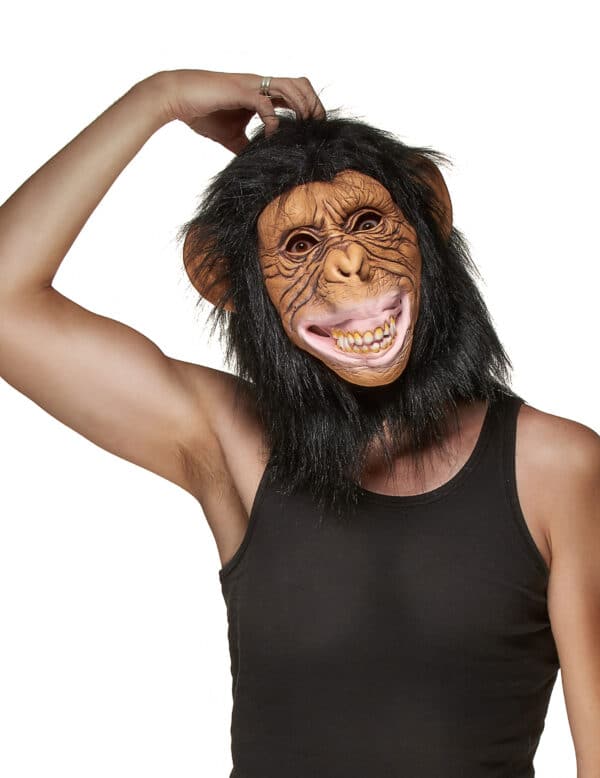 Affe Latex-Maske schwarz-braun