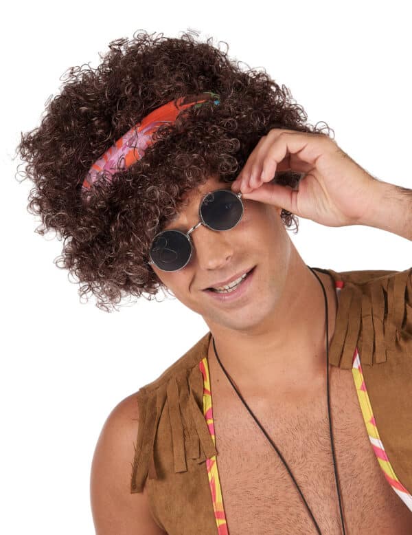 Afro-Perücke Hippie Kostüm-Accessoire braun-bunt