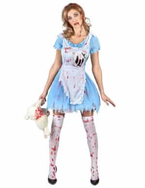 Alice-Horrorkostüm Halloween-Damenkostüm blau-weiss