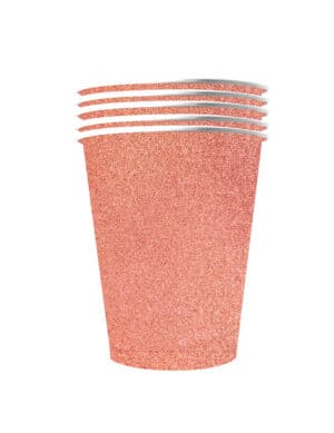 Amerikanische Trinkbecher gross Partydeko glitzernd 10 Stück roségold 530 ml