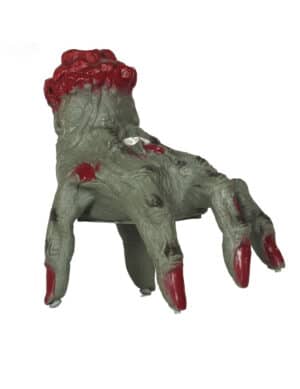 Animierte Zombiehand Halloween-Deko grün-rot 20 cm