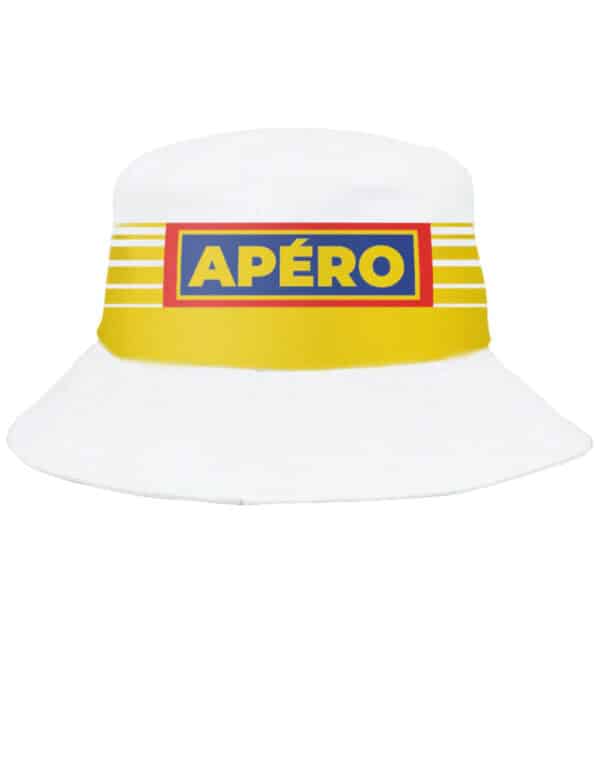 Apero Anglerhut Bucket Hats für Erwachsene gestreift Weiss Gelb