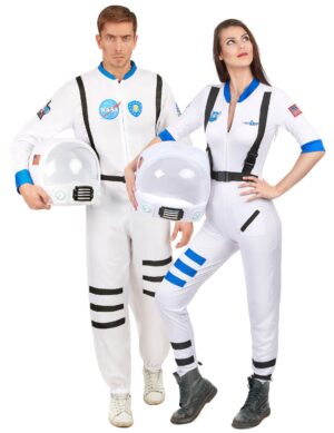 Astronaut-Paarkostüm Karneval weiss-blau