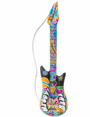 Aufblasbare Hippie Gitarre Kostümzubehör bunt 105cm