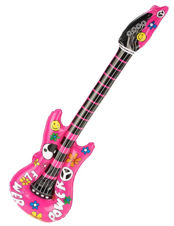 Aufblasbare Hippie-Gitarre pink-bunt