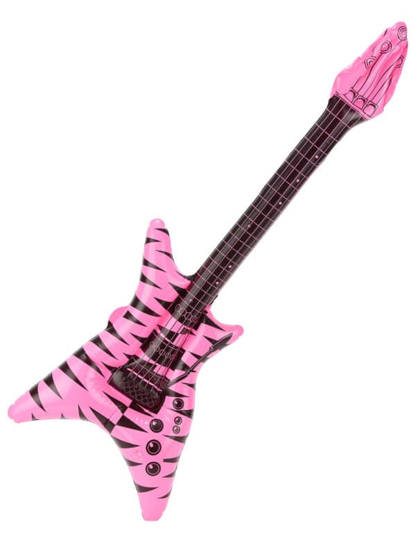 Aufblasbare Rockgitarre für Erwachsene schwarz-pink