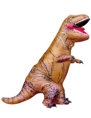 Aufblasbares T-Rex Unisex-Kostüm Dinosaurier braun