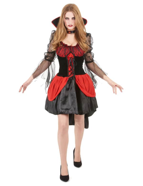 Aufreizende Vampirlady Halloween-Damenkostüm schwarz-rot