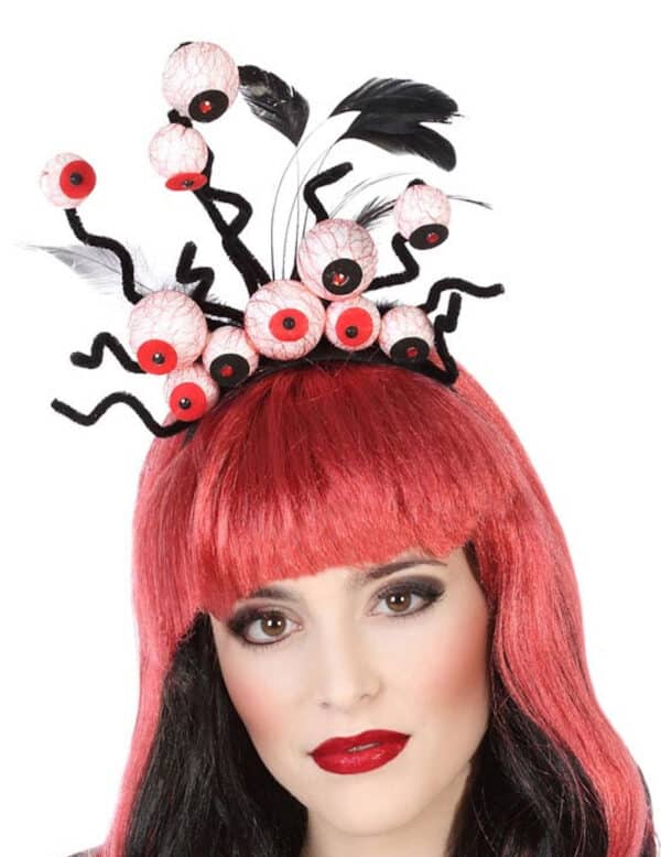 Augen-Haarreif Halloween-Accessoire Haarschmuck schwarz-weiss-rot