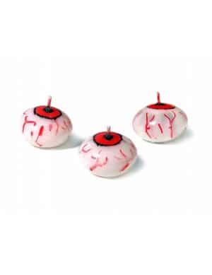 Augen-Kerze Halloween-Kerze rot-weiss 4cm