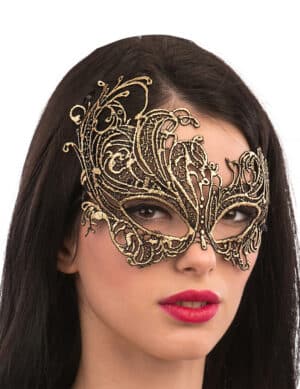 Augenmaske aus Makramee Accessoire gold