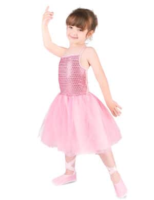 Ballerina-Kostüm für Kinder mit Pailletten Tänzerin rosa