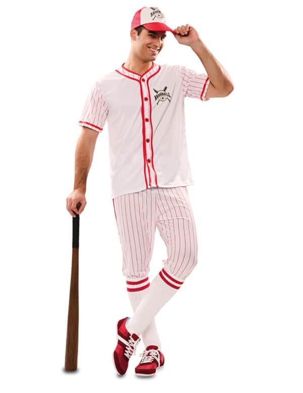 Baseball-Kostüm für Herren Faschingskostüm weiss-rot