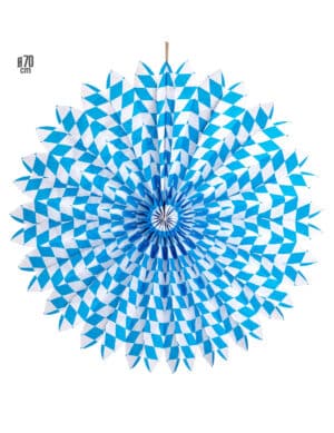 Bayerische Papierrosette Partdeko 70 cm blau-weiß