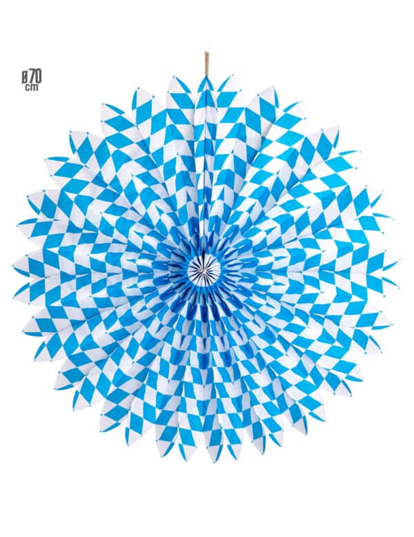 Bayerische Papierrosette Partdeko 70 cm blau-weiß