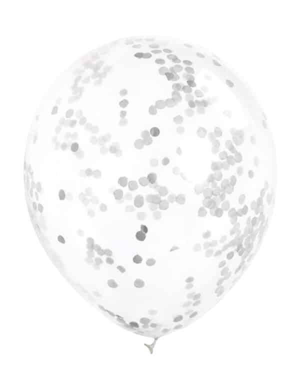 Befüllbare Konfetti-Ballons 6 Stück silber