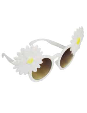 Blumen-Hippie-Brille für Erwachsene weiss-gelb