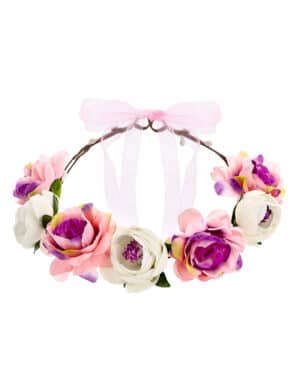 Blumenkrone Haarschmuck Hippie-Accessoire bunt 17 cm