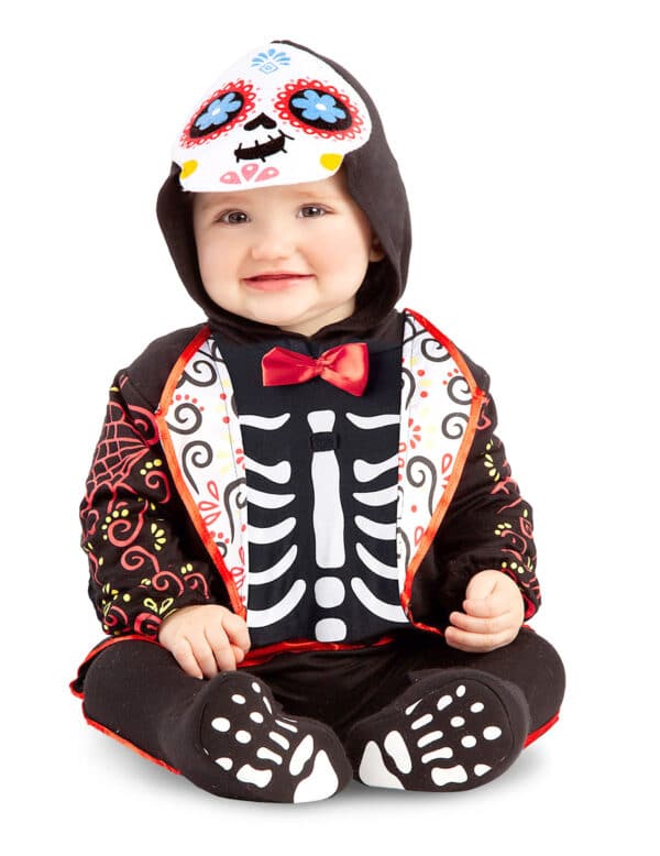 Blumiges Dia de los Muertos-Babykostüm für Halloween bunt