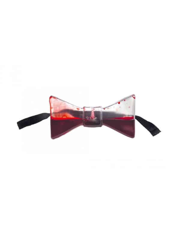 Blut befüllte Fliege Halloween-Accessoire transparent-rot-schwarz