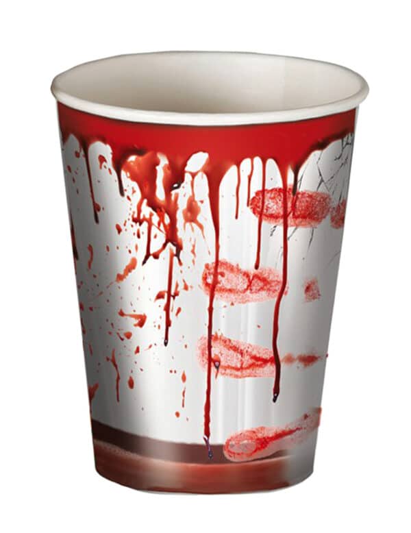 Blutige Becher Horror Pappbecher 6 Stück rot-weiss 266ml