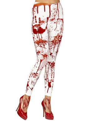 Blutige Leggings für Damen Halloween-Accessoire weiss-rot