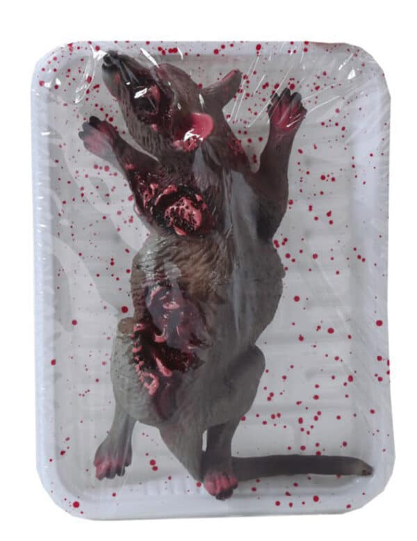 Blutige Ratte Dekoration Halloween Partydeko rot-braun-weiss 19x12 cm