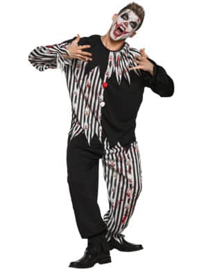 Blutiges Clown-Kostüm für Herren Halloween-Kostüm schwarz-weiss