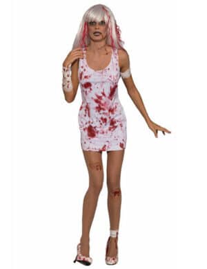 Blutiges Halloween-Kleid weiss-rot