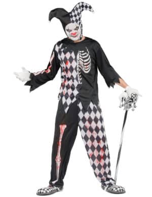 Blutiges Harlekin-Kostüm Halloweenkostüm für Herren schwarz-weiss