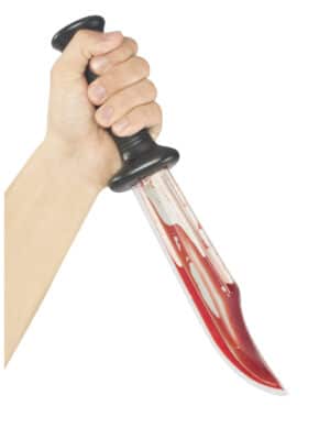 Blutiges Horror-Schlitzer-Messer für Erwachsene schwarz-rot-silber 33cm