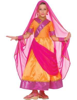 Bollywood Prinzessin Kinderkostüm orange-pink