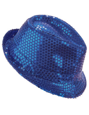 Borsalino Partyhut mit Pailletten blau