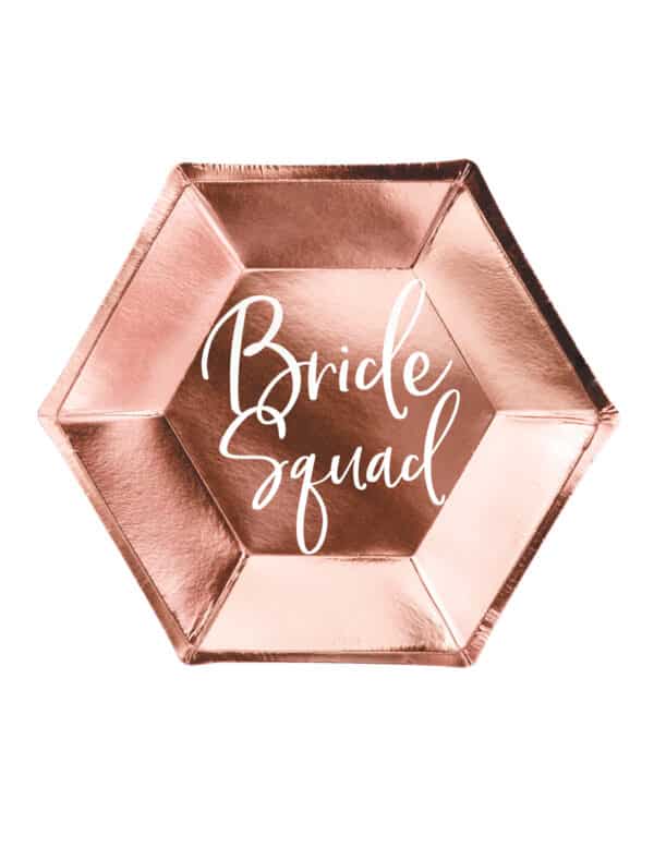 Bride Squad Pappteller JGA Tischzubehör 6 Stück rosegold 23 cm